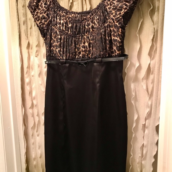 TAHARI Dress. Stunning Dress for Work or a Night Out High Waisted Black Satin - Picture 4 of 12